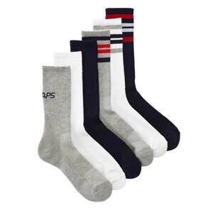 NEW Chaps Men’s Racer Stripe Athletic Crew Socks 6 Pairs Shoe Size 6-12.5 W/Tags